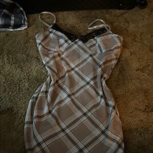 No Boundaries Black and White Plaid Mini Dress